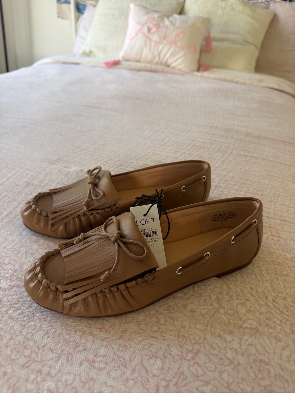 LOFT Tan Kiltie Tassel Moccasin Loafers